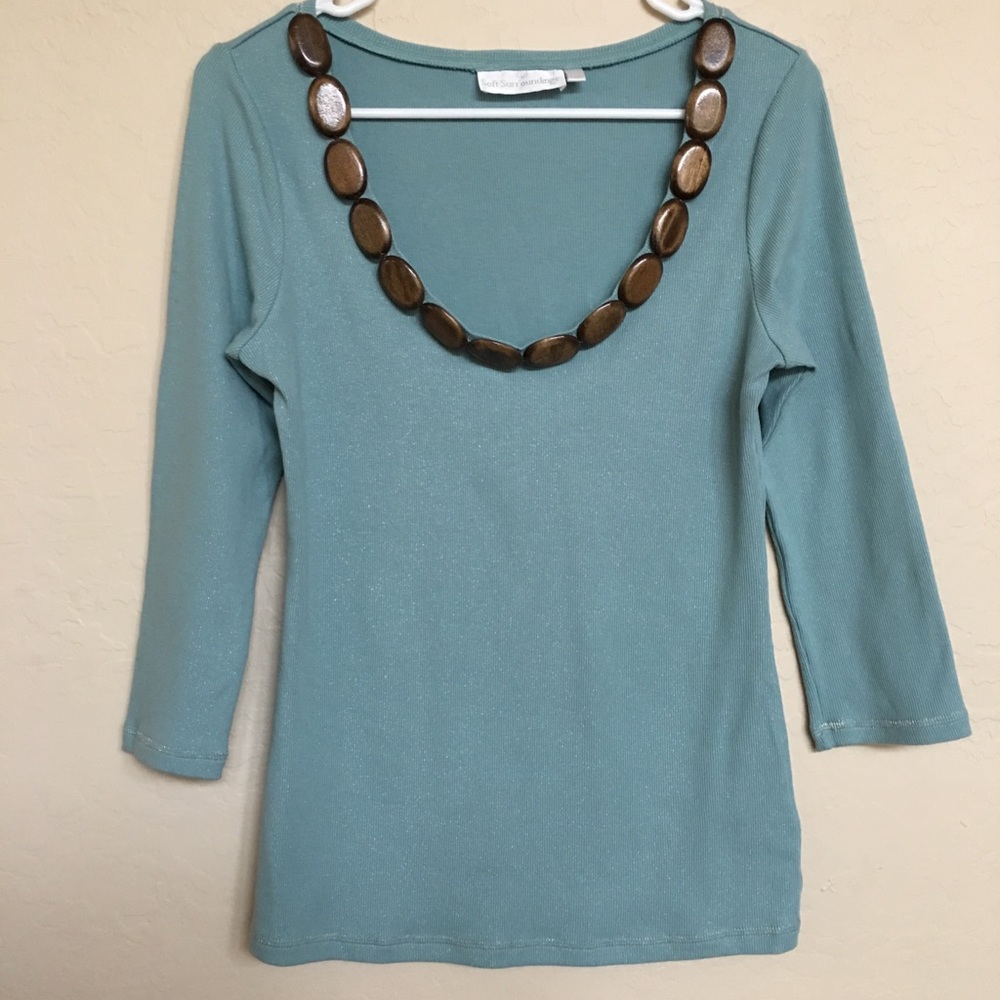 Soft Surroundings bamboo neckline glitter sparkle